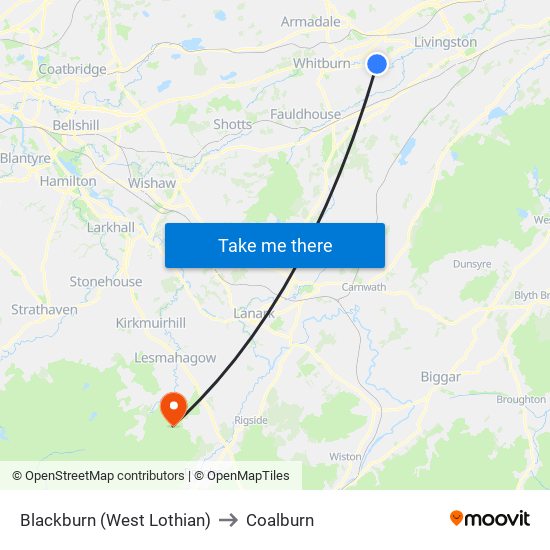 Blackburn (West Lothian) to Coalburn map