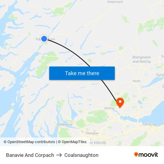 Banavie And Corpach to Coalsnaughton map