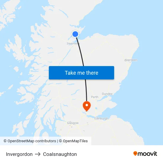Invergordon to Coalsnaughton map
