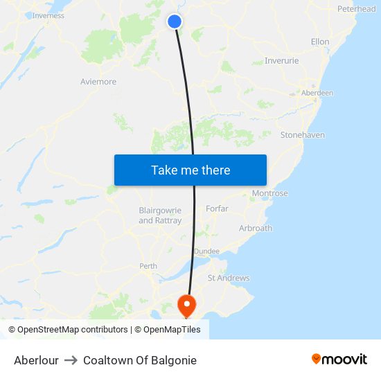 Aberlour to Coaltown Of Balgonie map