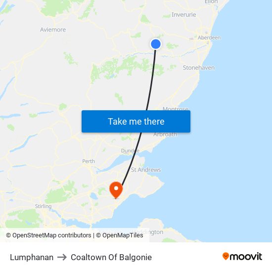 Lumphanan to Coaltown Of Balgonie map