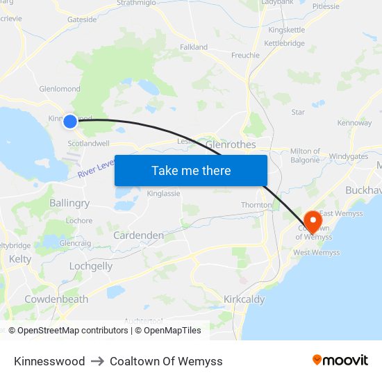 Kinnesswood to Coaltown Of Wemyss map