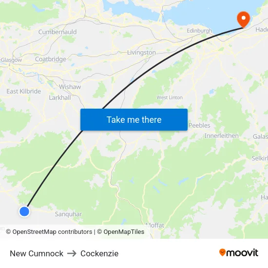 New Cumnock to Cockenzie map