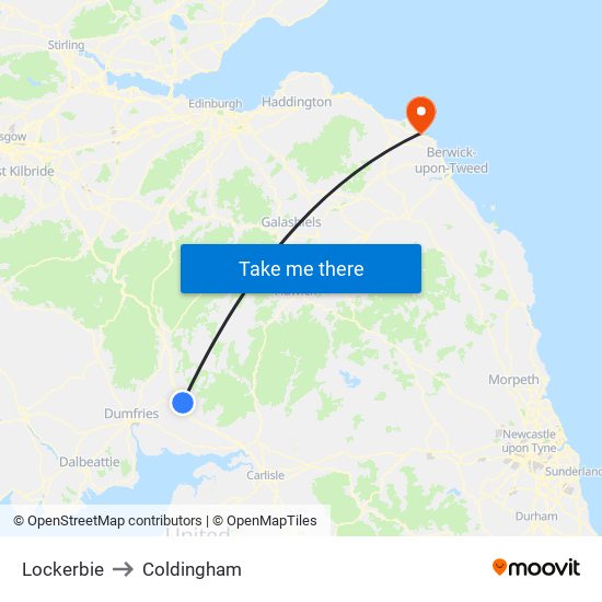 Lockerbie to Coldingham map