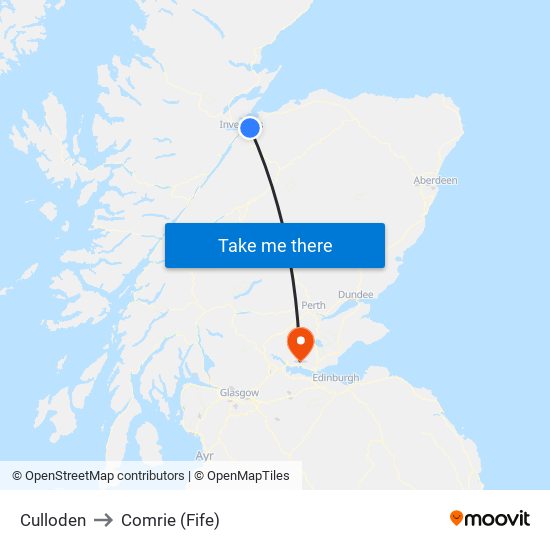 Culloden to Comrie (Fife) map