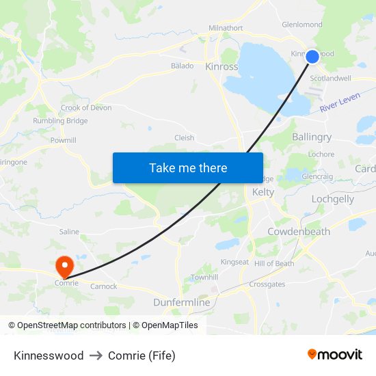 Kinnesswood to Comrie (Fife) map