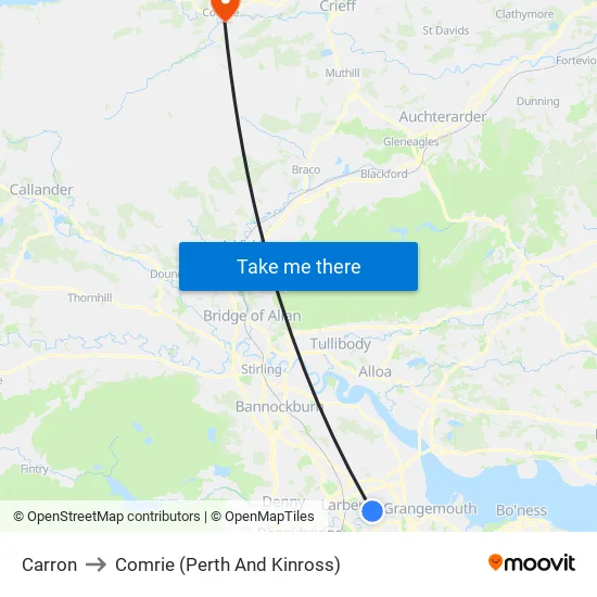 Carron to Comrie (Perth And Kinross) map