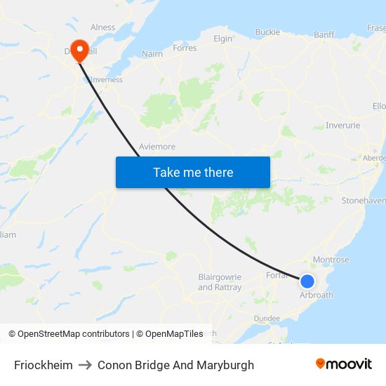 Friockheim to Conon Bridge And Maryburgh map