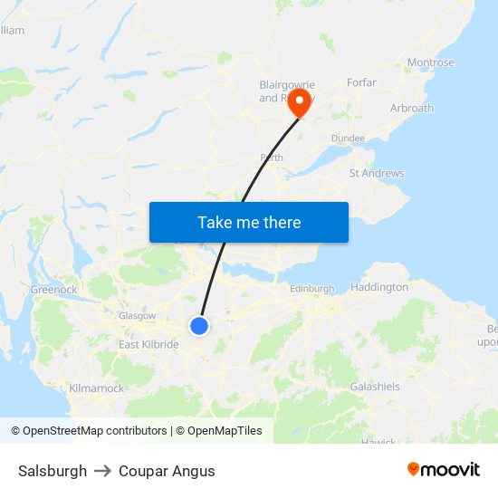 Salsburgh to Coupar Angus map