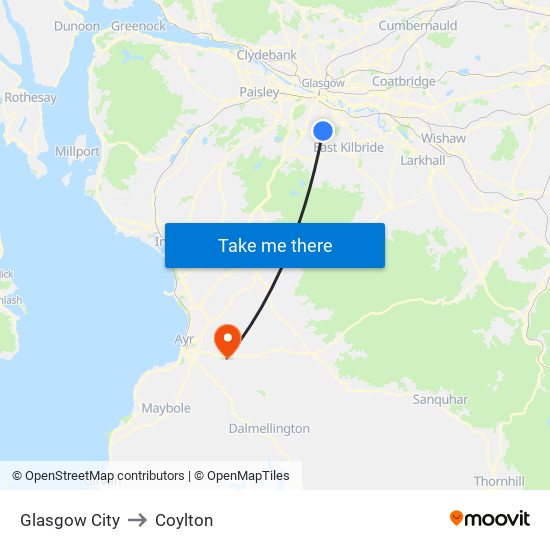 Glasgow City to Coylton map