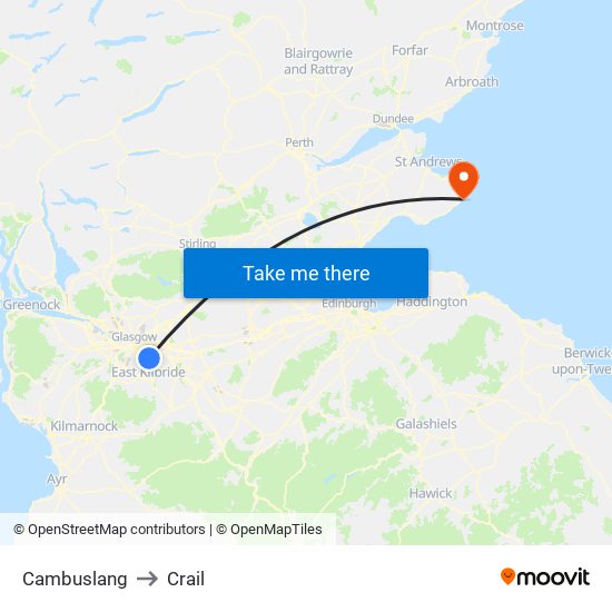 Cambuslang to Crail map