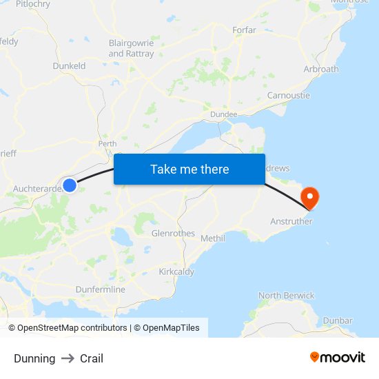 Dunning to Crail map