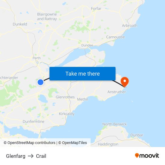 Glenfarg to Crail map