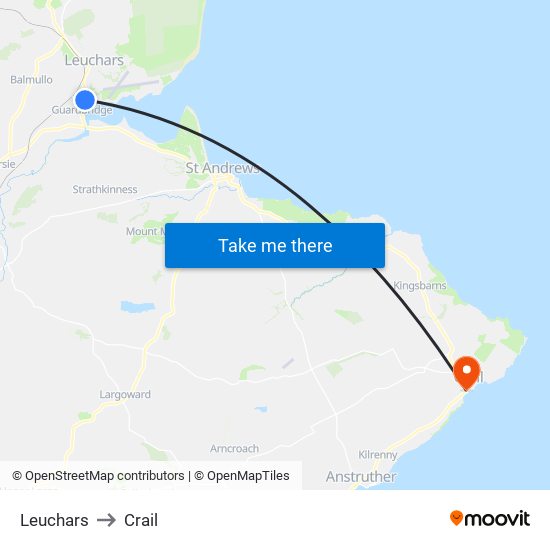 Leuchars to Crail map