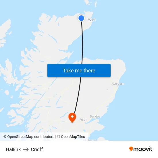 Halkirk to Crieff map
