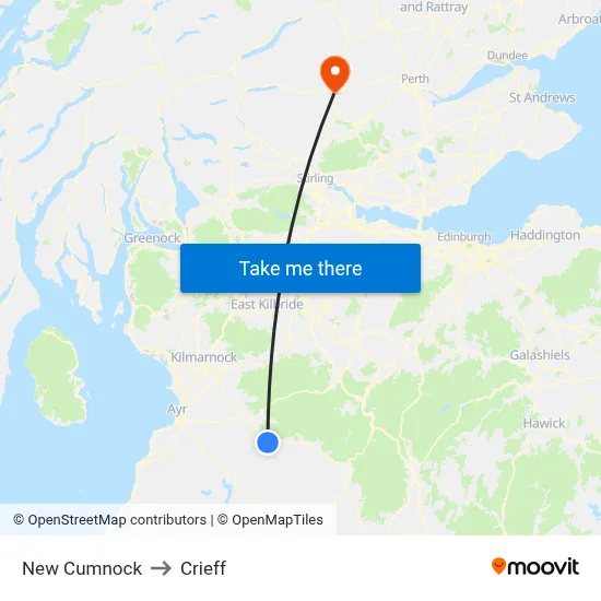 New Cumnock to Crieff map