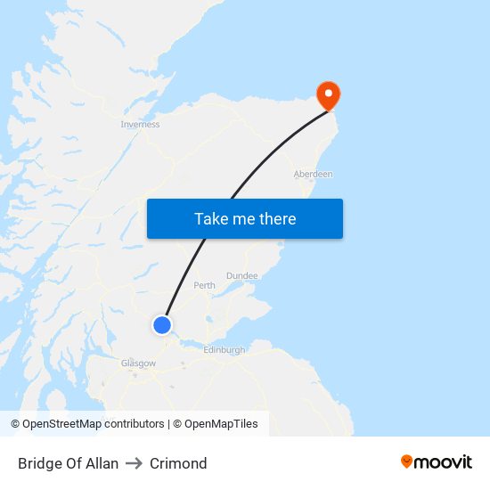 Bridge Of Allan to Crimond map