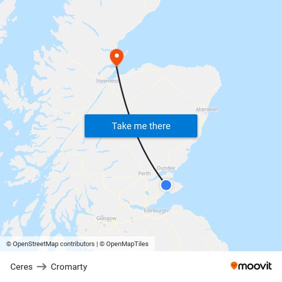 Ceres to Cromarty map