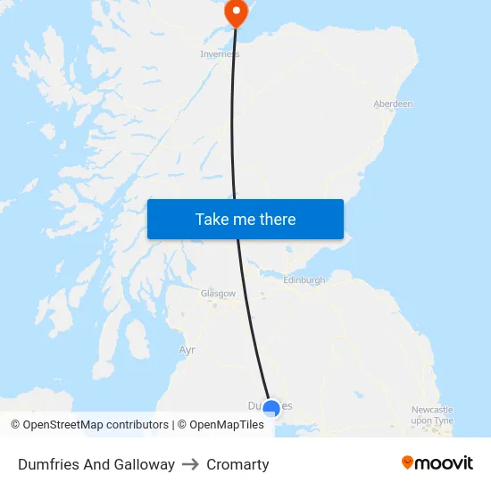 Dumfries And Galloway to Cromarty map