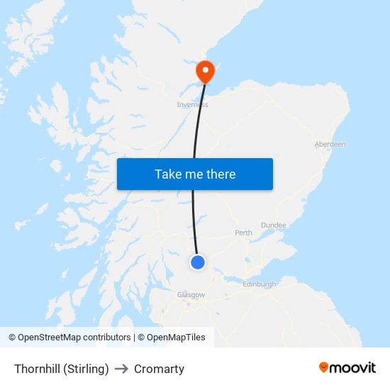 Thornhill (Stirling) to Cromarty map