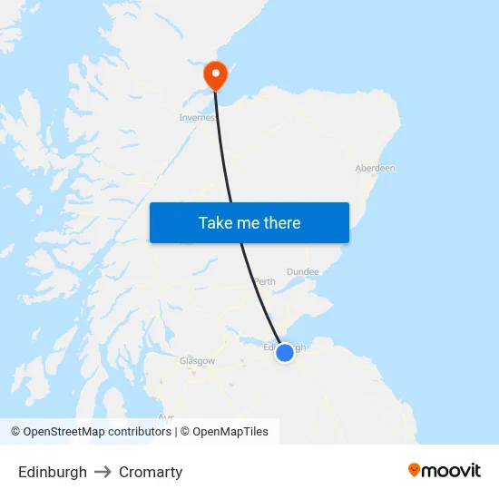 Edinburgh to Cromarty map