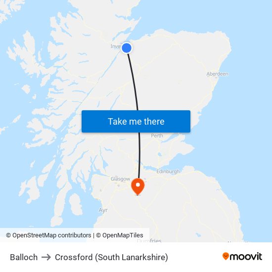 Balloch to Crossford (South Lanarkshire) map