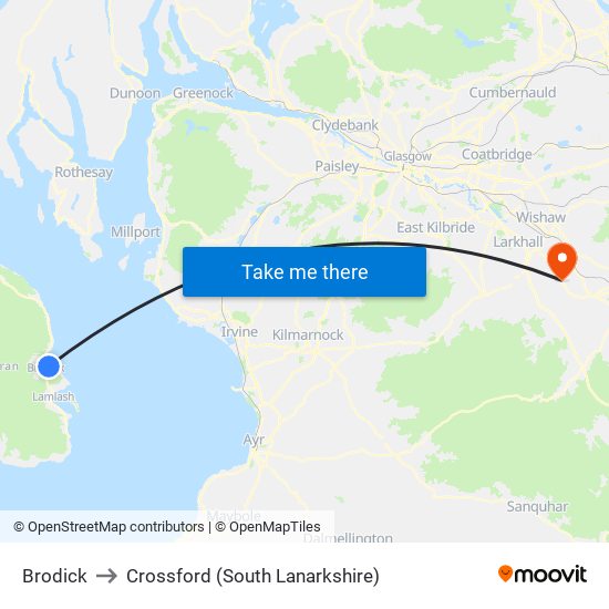 Brodick to Crossford (South Lanarkshire) map