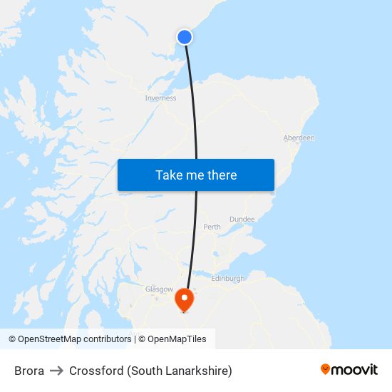 Brora to Crossford (South Lanarkshire) map