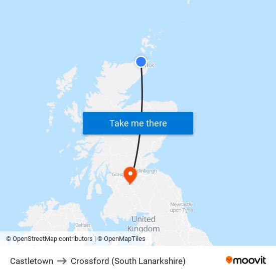 Castletown to Crossford (South Lanarkshire) map