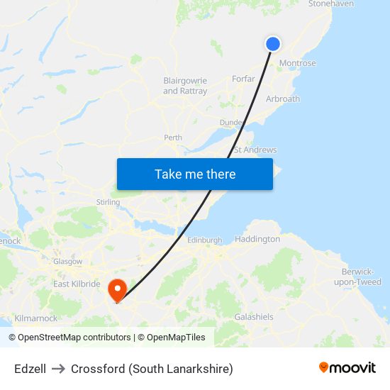 Edzell to Crossford (South Lanarkshire) map