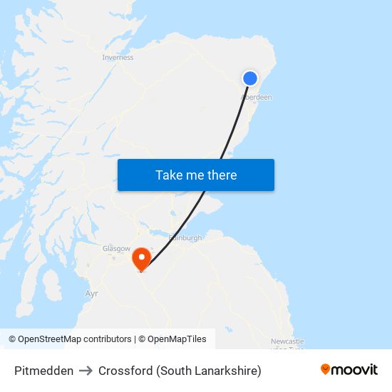 Pitmedden to Crossford (South Lanarkshire) map