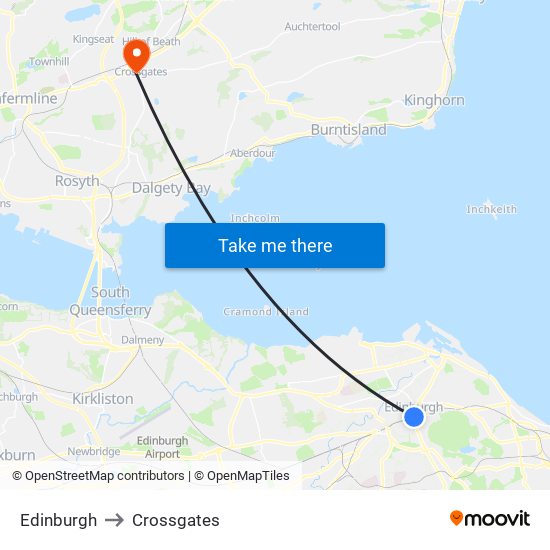 Edinburgh to Crossgates map