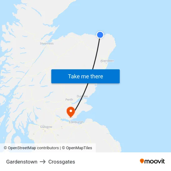 Gardenstown to Crossgates map