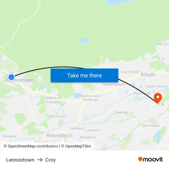 Lennoxtown to Croy map