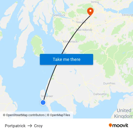 Portpatrick to Croy map