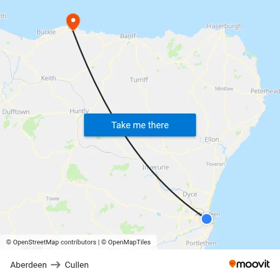 Aberdeen to Cullen map