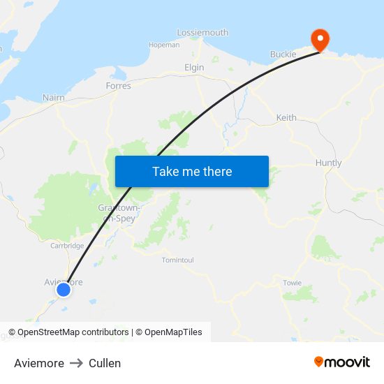 Aviemore to Cullen map