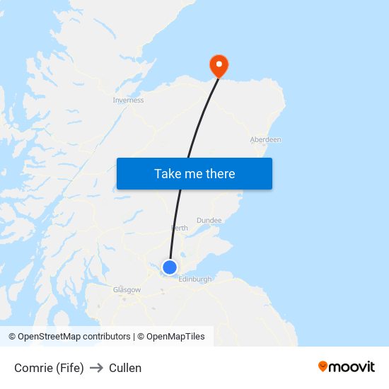 Comrie (Fife) to Cullen map