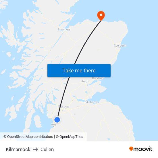 Kilmarnock to Cullen map