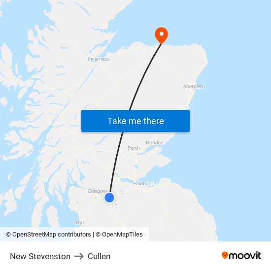 New Stevenston to Cullen map