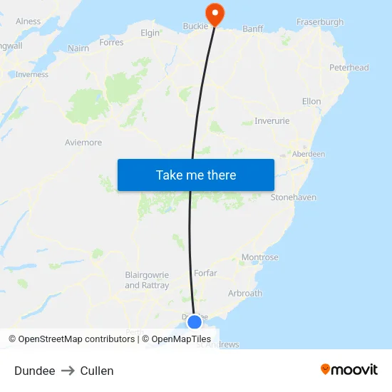Dundee to Cullen map