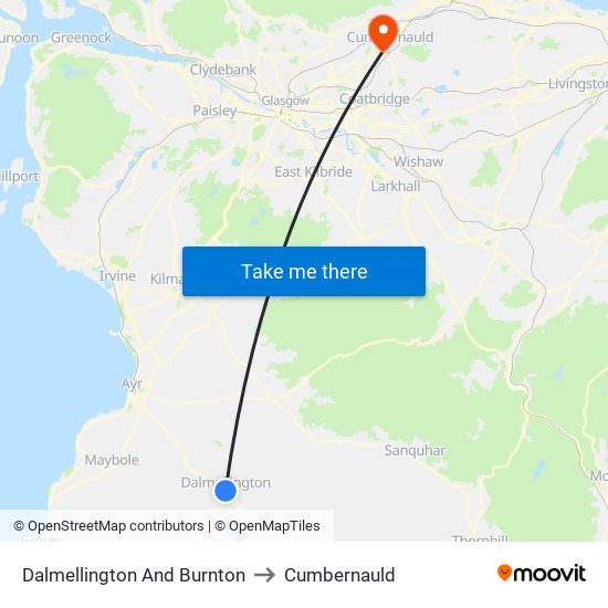 Dalmellington And Burnton to Cumbernauld map