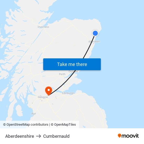 Aberdeenshire to Cumbernauld map