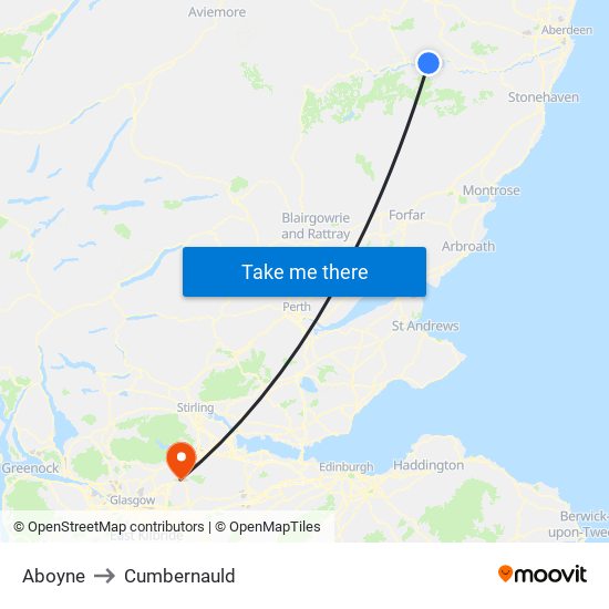 Aboyne to Cumbernauld map