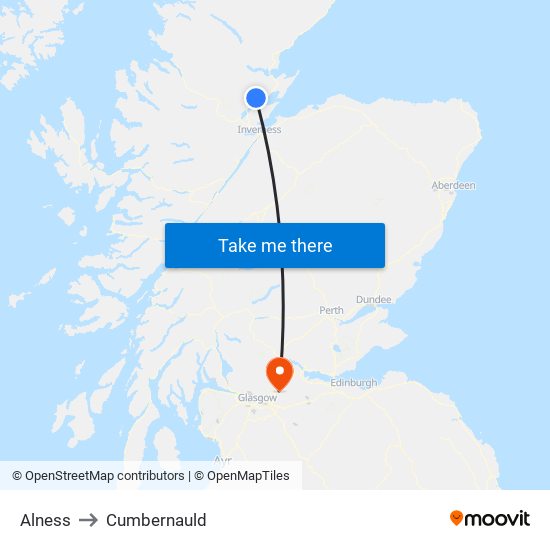 Alness to Cumbernauld map