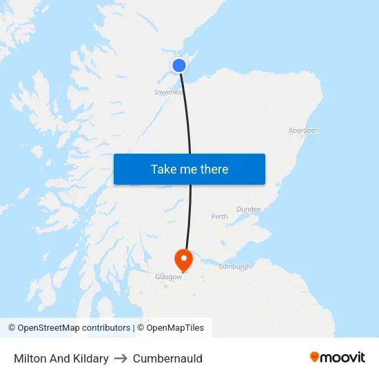Milton And Kildary to Cumbernauld map