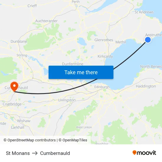 St Monans to Cumbernauld map
