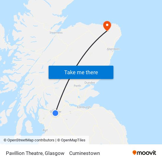 Pavillion Theatre, Glasgow to Cuminestown map