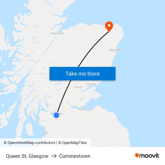 Queen St, Glasgow to Cuminestown map