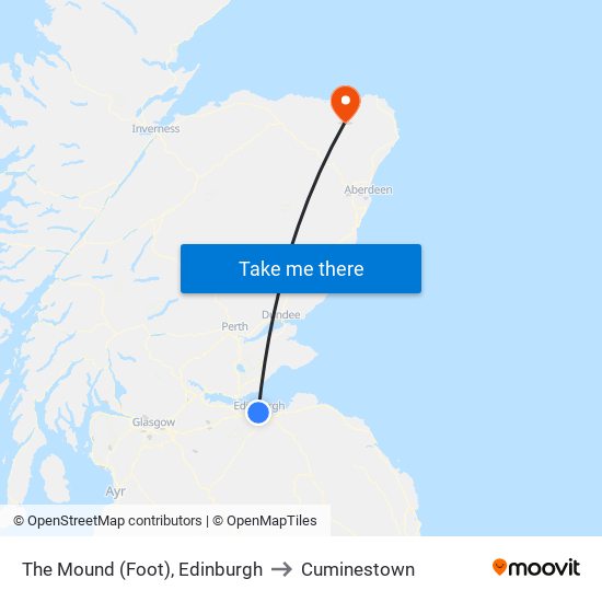 The Mound, Edinburgh to Cuminestown map